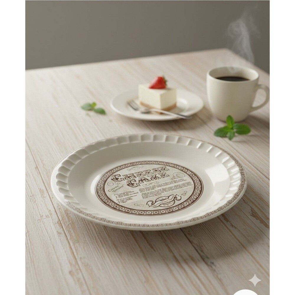 Vintage Royal China Ceramic Cheese Cake Recipe Deep Dish Pie Plate Kitchen Decor